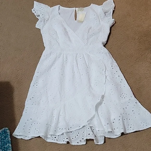 Japna White Eyelet Wrap Midi Dress - Picture 14 of 14